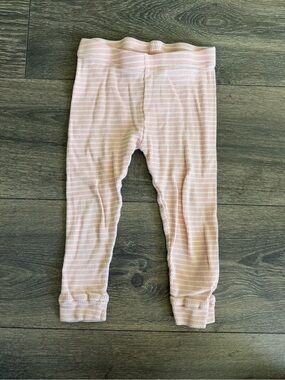 Sz 2t Pink & White Striped Ribbed Baby/Toddler Leggings